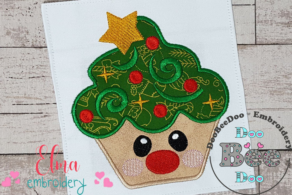 Christmas Tree Cupcake - Applique