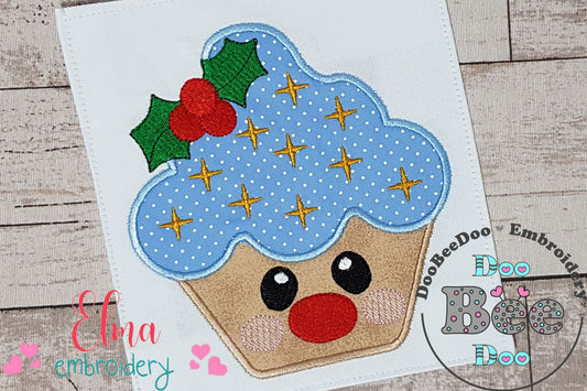 Christmas Mistletoe Cupcake - Applique