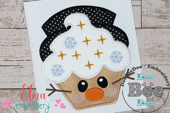 Christmas Snowman Cupcake - Applique