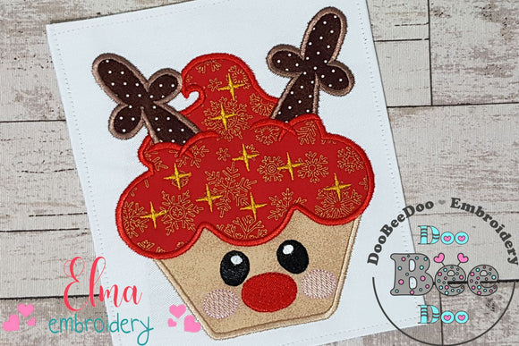 Christmas Rudolph Reindeer Cupcake - Applique