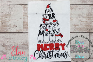Dog Tree Merry Christmas - Fill Stitch