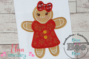 Gingerbread Girl Bow - Applique