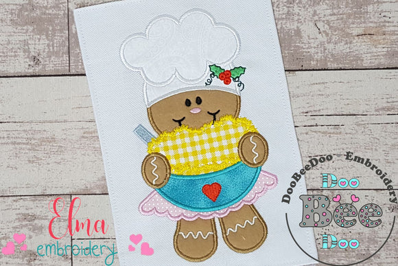Cooker Gingerbread Girl  - Applique Embroidery