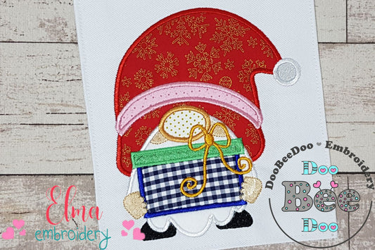 Christmas Gnome Santa Claus Gift Box - Applique