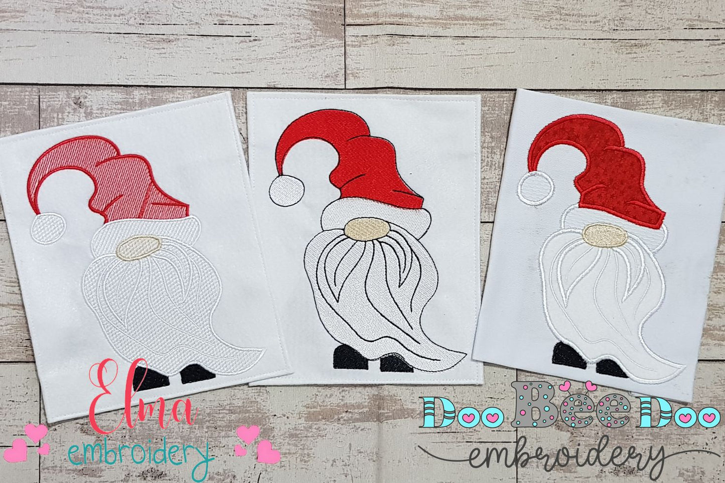 Christmas Gnome Santa Claus Big Beard - Fill Stitch, Applique & Rippled - Set of 3 designs