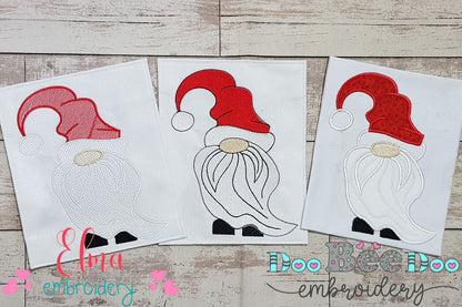 Christmas Gnome Santa Claus Big Beard - Fill Stitch, Applique & Rippled - Set of 3 designs