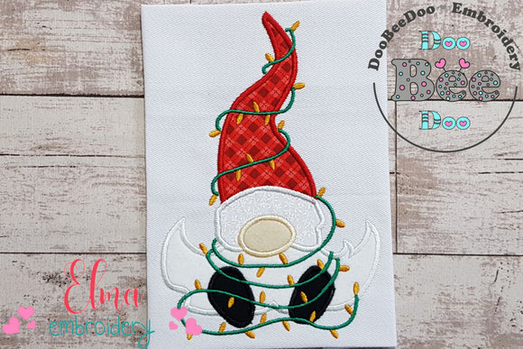 Gnome and Christmas Lights - Applique Embroidery