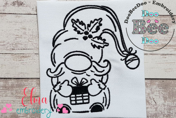 Christmas Gnome One Color - Fill Stitch - Machine Embroidery Design