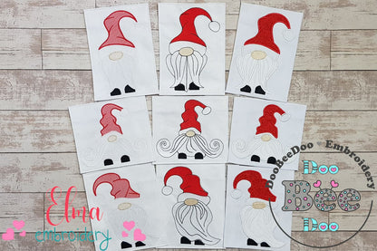 Christmas Gnomes Collection - Fill Stitch, Applique & Rippled - Set of 9 designs