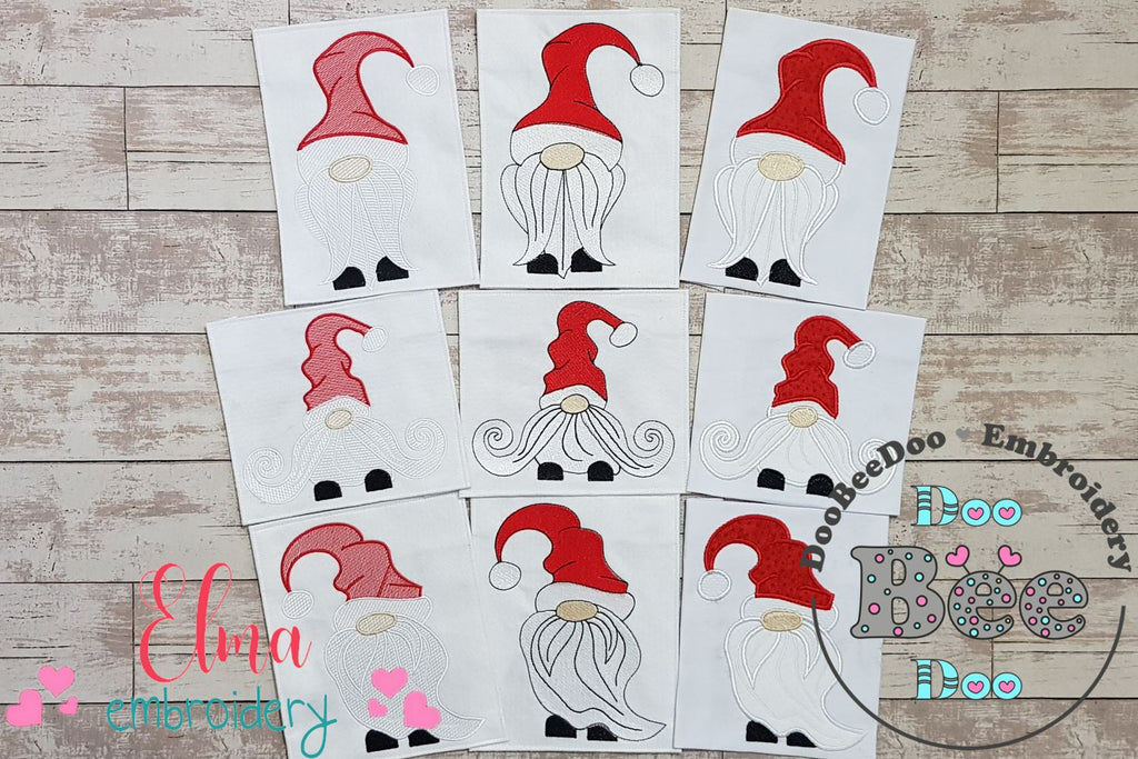 Christmas Gnomes Collection - Fill Stitch, Applique & Rippled - Set of 9 designs