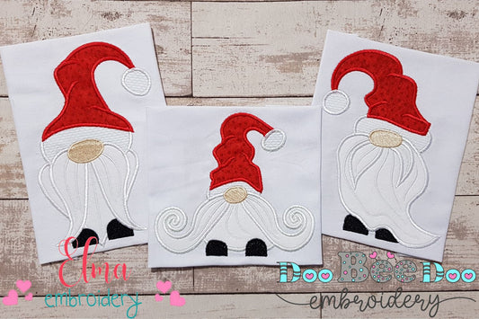 Christmas Gnome Santa Claus Big Hat, Mustache and Beard - Applique - Set of 3 designs