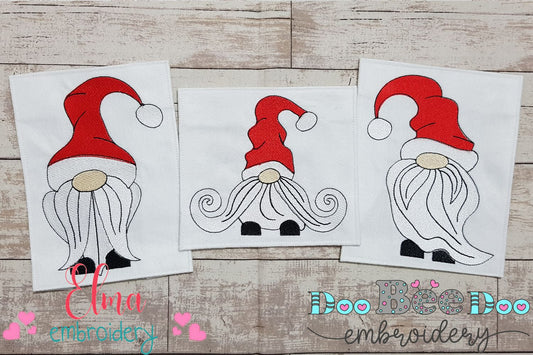 Christmas Gnome Santa Claus Big Hat, Mustache and Beard - Fill Stitch - Set of 3 designs