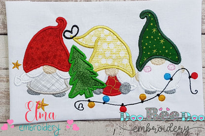 Three Christmas Gnome - Applique