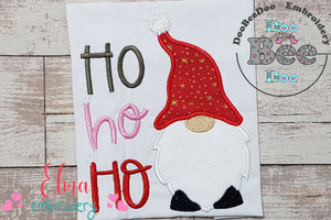 Christmas Gnome Ho Ho Ho - Applique Embroidery