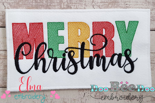 Merry Christmas - Rippled Stitch - Machine Embroidery Design