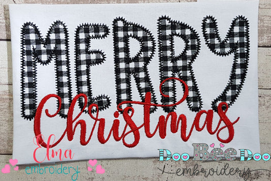Merry Christmas - Zig Zag Applique - Machine Embroidery Design