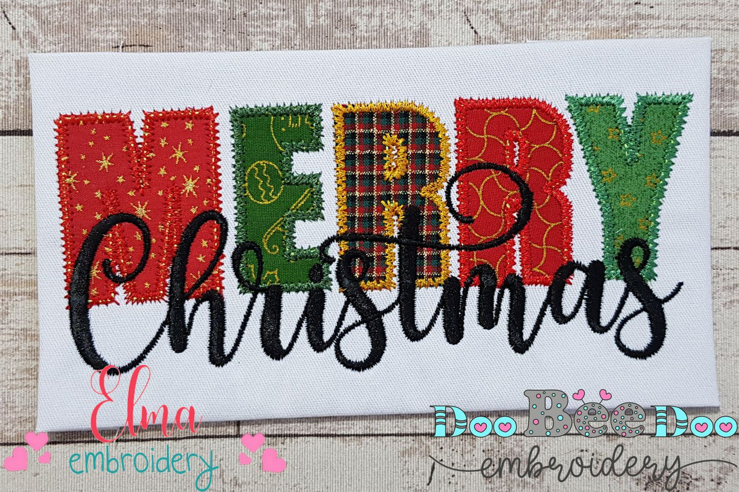 Merry Christmas - Zig Zag Applique Embroidery