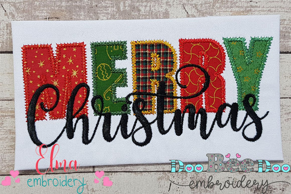 Merry Christmas - Zig Zag Applique Embroidery