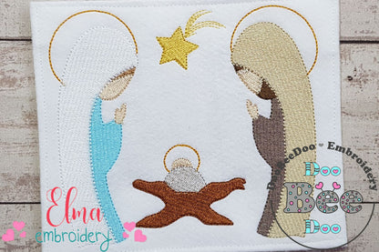 Christmas Nativity Jesus, Mary and Joseph - Fill Stitch - Machine Embroidery Design