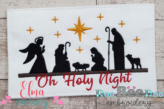 Christmas Nativity Oh Holy Night - Fill Stitch - Machine Embroidery Design