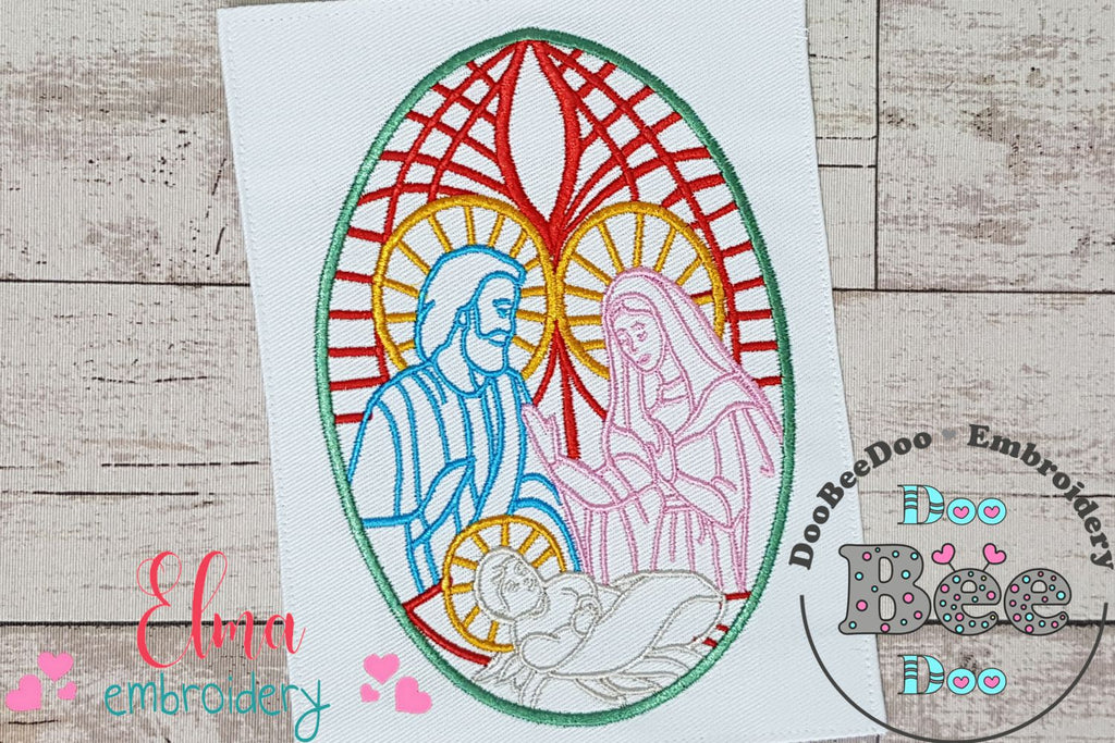 Nativity Stained Glass - Fill Stitch - Machine Embroidery Design