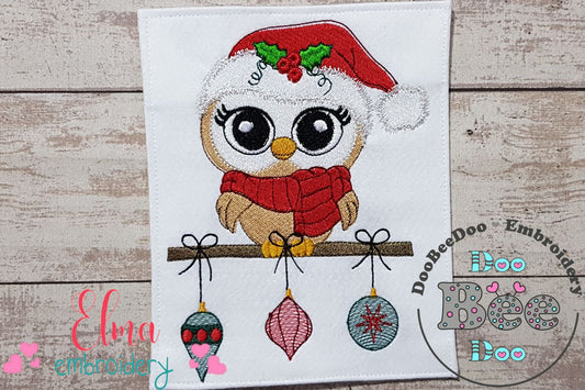 Beautiful Christmas Santa Owl - Fill Stitch