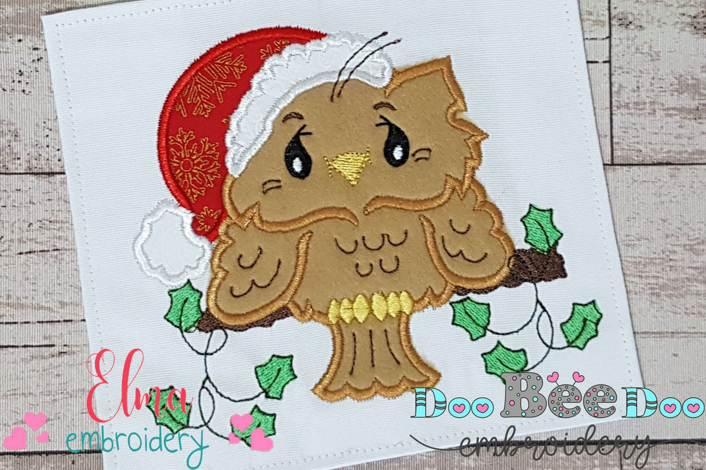 Christmas Santa Owl - Applique Embroidery
