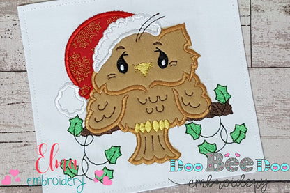 Christmas Santa Owl - Applique Embroidery