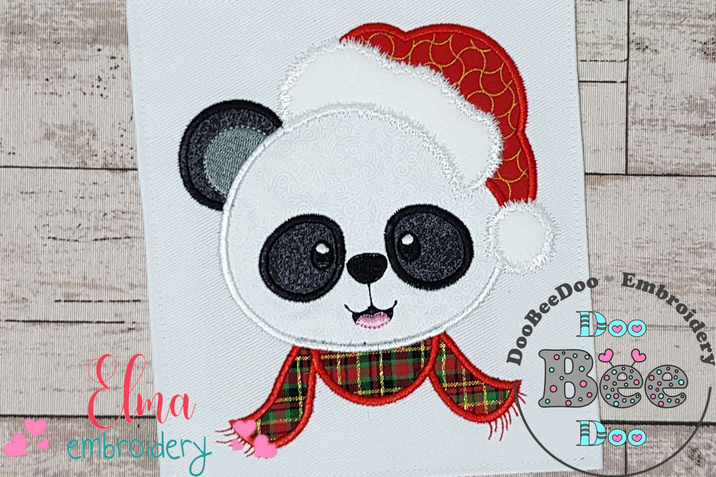 Christmas Panda Bear Face Santa - Applique