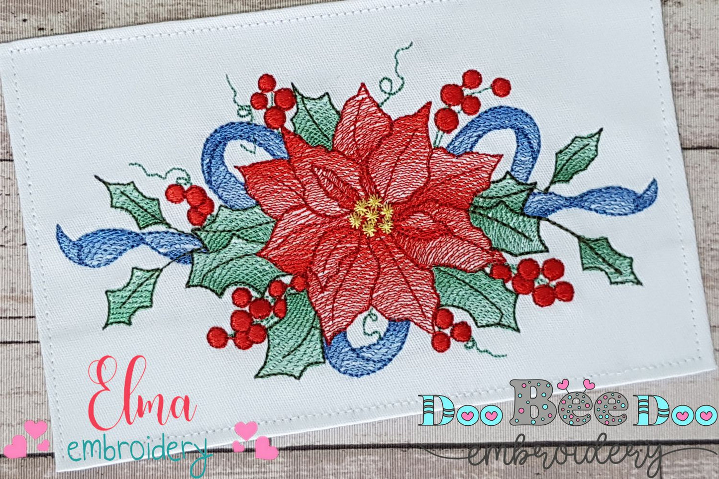 Christmas Poinsettia Flower - Rippled Stitch