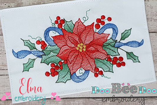 Christmas Poinsettia Flower - Rippled Stitch