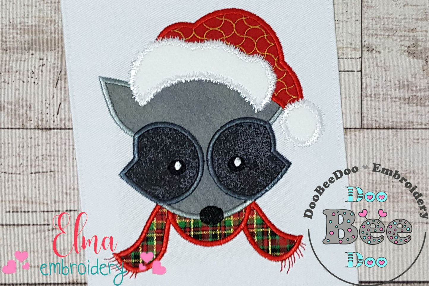 Christmas Raccoon Face Santa - Applique