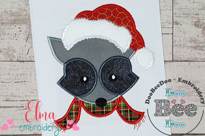 Christmas Raccoon Face Santa - Applique