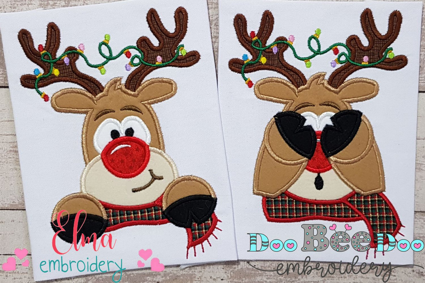 Rudolph Reindeer Face and Hiding His Eyes - Applique - Set of 2 designs