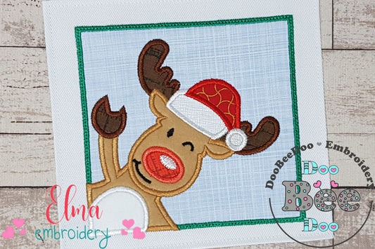 Christmas Rudolph Reindeer Frame - Applique