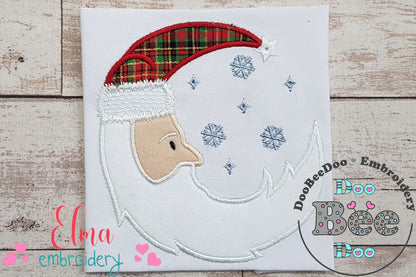Christmas Crescent Santa Claus - Applique - Machine Embroidery Design
