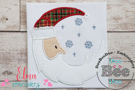 Christmas Crescent Santa Claus - Applique - Machine Embroidery Design