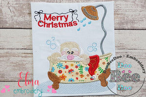 Santa Claus in the Bathroom - Applique - Machine Embroidery Design