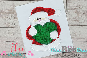 Santa Claus Holding a Heart - Applique