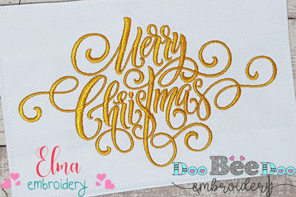 Merry Christmas - Fill Stitch - Machine Embroidery Design
