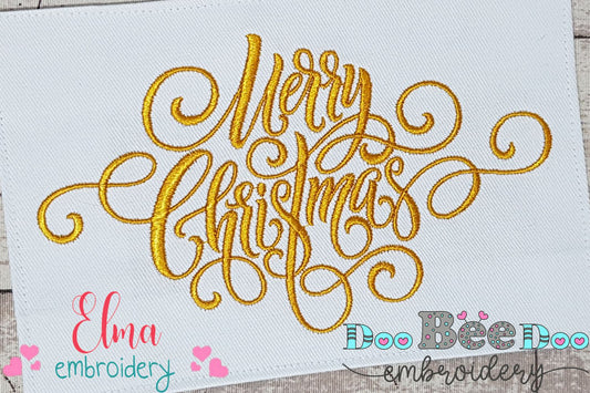 Merry Christmas - Fill Stitch - Machine Embroidery Design
