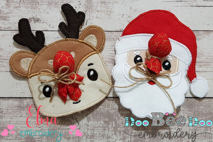 Santa Claus and Rudolph Reindeer Brought you a Sweet Lollipop  - ITH Project - Machine Embroidery Design