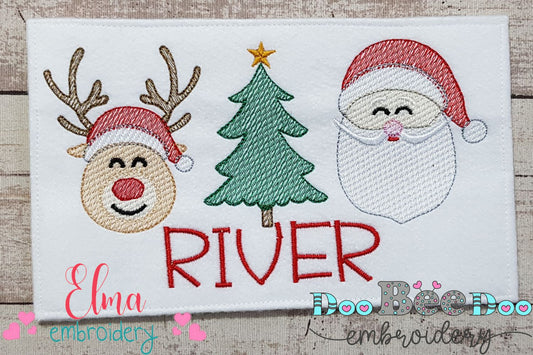 Reindeer, Tree and Santa Trio - Rippled Stitch