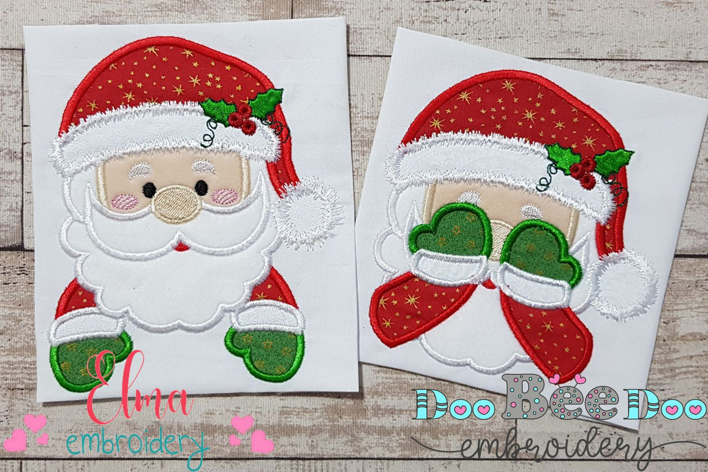 Santa Claus Face and Hiding His Eyes - Applique - Set of 2 designs