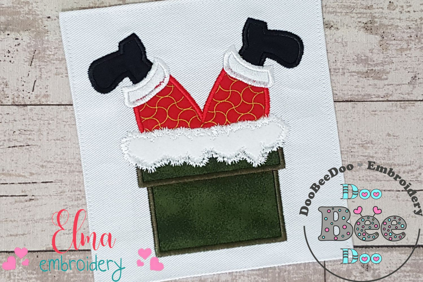 Santa Claus Stuck in the Chimney - Applique Embroidery