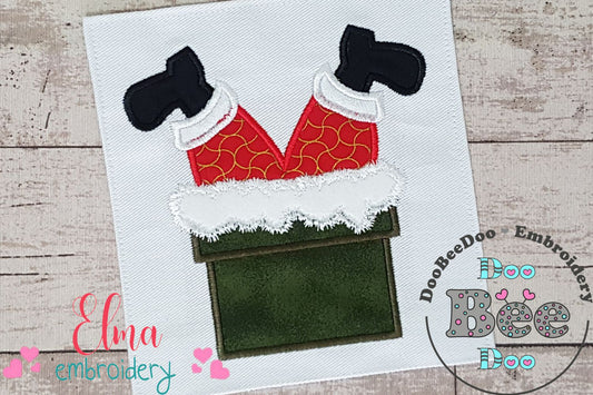 Santa Claus Stuck in the Chimney - Applique Embroidery
