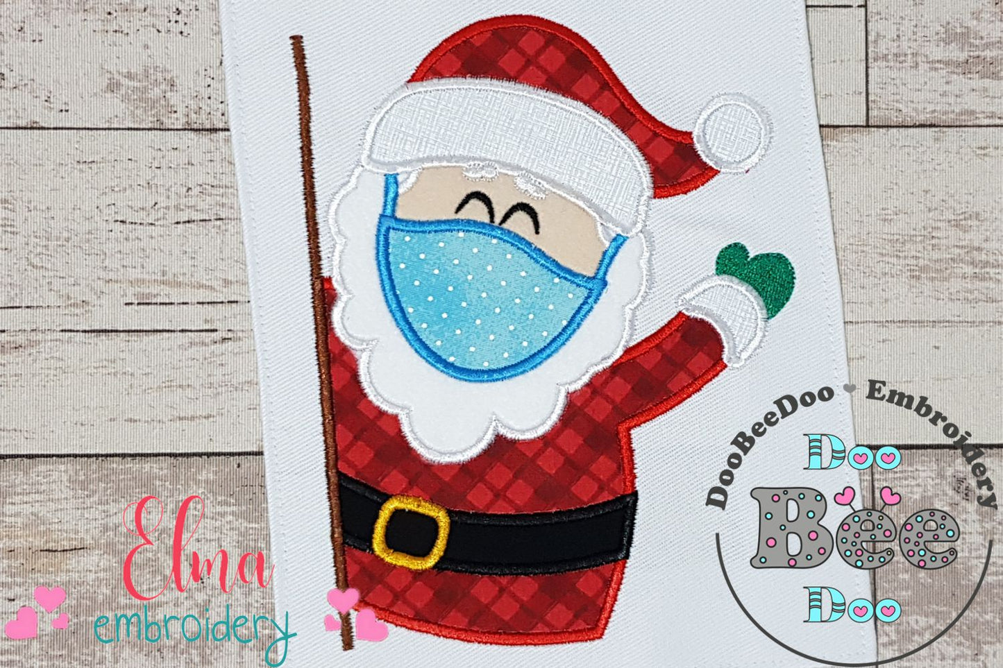 Santa Claus Wearing a Face Mask - Applique