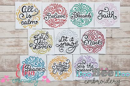 Christmas Round Sayings - Fill Stitch - Set of 10 designs