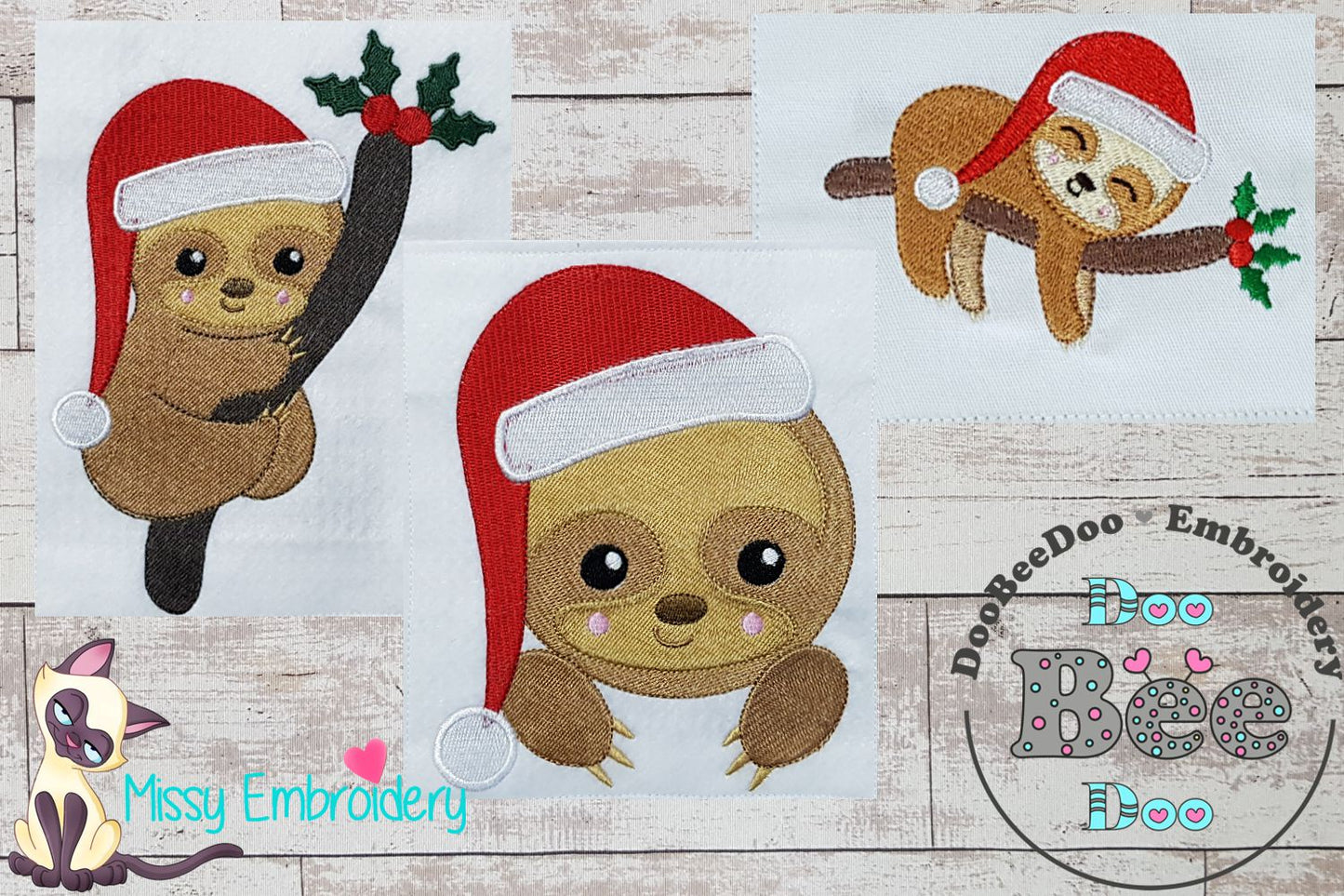 Christmas Baby Sloth - Fill Stitch - Set of 3 designs