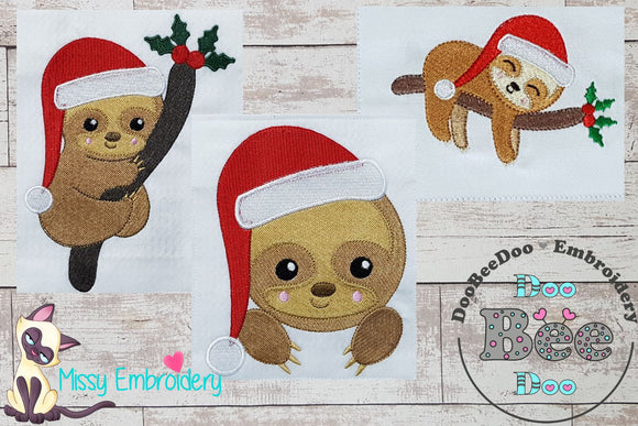 Christmas Baby Sloth - Fill Stitch - Set of 3 designs